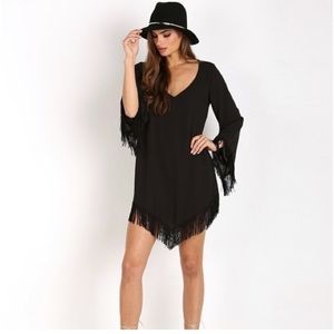Show Me Your Mumu Fringe Bell Sleeve Dress Size XS